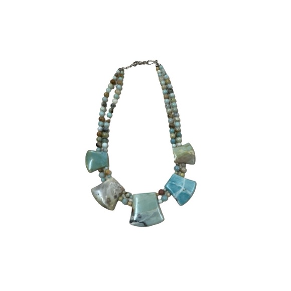 Amazonite Stone Necklace w/ Sterling Chain and Heart - Picture 3 of 8